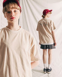 ダブルユーブイプロジェクト(WV PROJECT) Palm tree short-sleeved T-shirt gray beige JIST7503