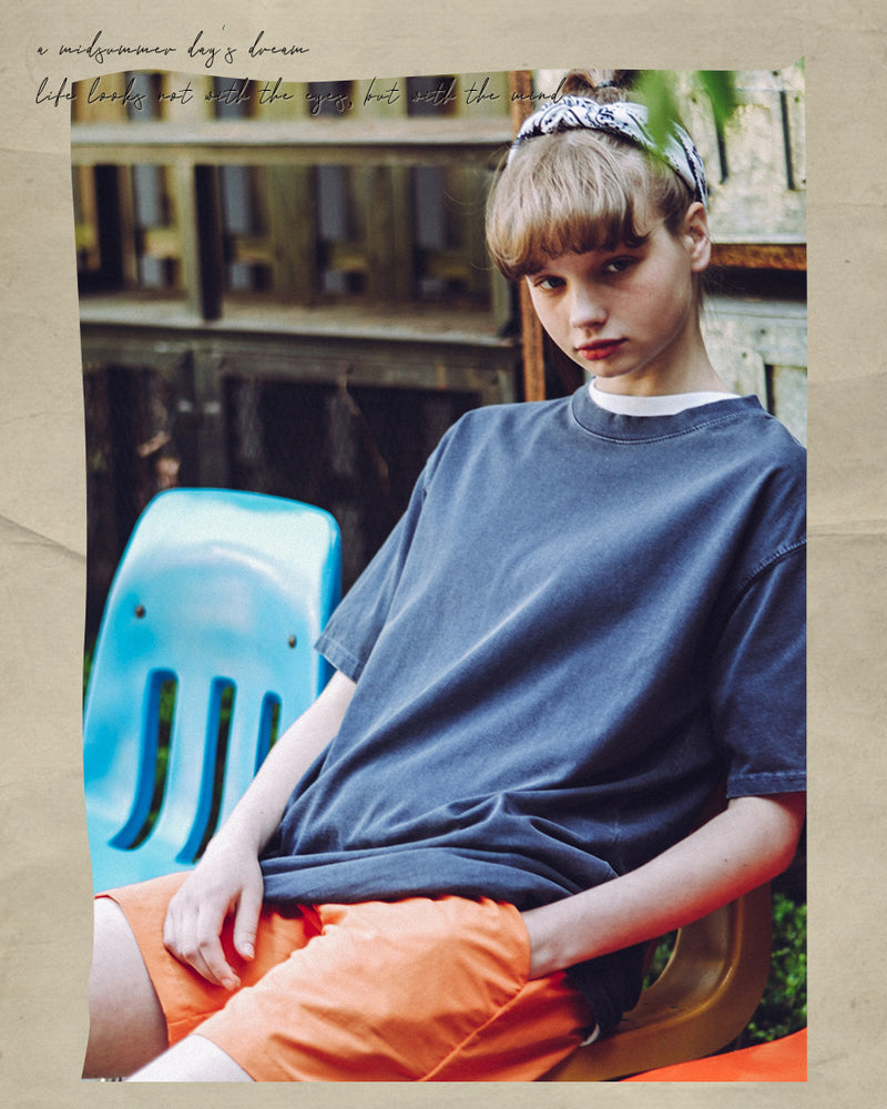 ダブルユーブイプロジェクト(WV PROJECT) Town Pigment short-sleeved shirt Navy JIST7505