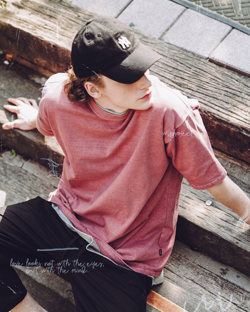 ダブルユーブイプロジェクト(WV PROJECT) Town Pigment short-sleeved shirt OldPink JIST7505