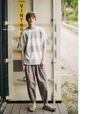 ダブルユーブイプロジェクト(WV PROJECT) Mid-Summer Stripe Short-Sleeved T-Shirt Grey JIST7508