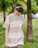 ダブルユーブイプロジェクト(WV PROJECT) Mid-Summer Stripe Short-Sleeved T-Shirt Grey JIST7508