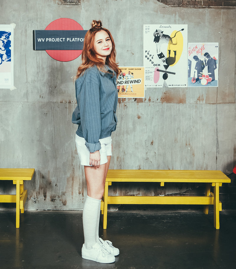 ダブルユーブイプロジェクト(WV PROJECT) PAPA BANDING SHIRT BLUE JJLS7062