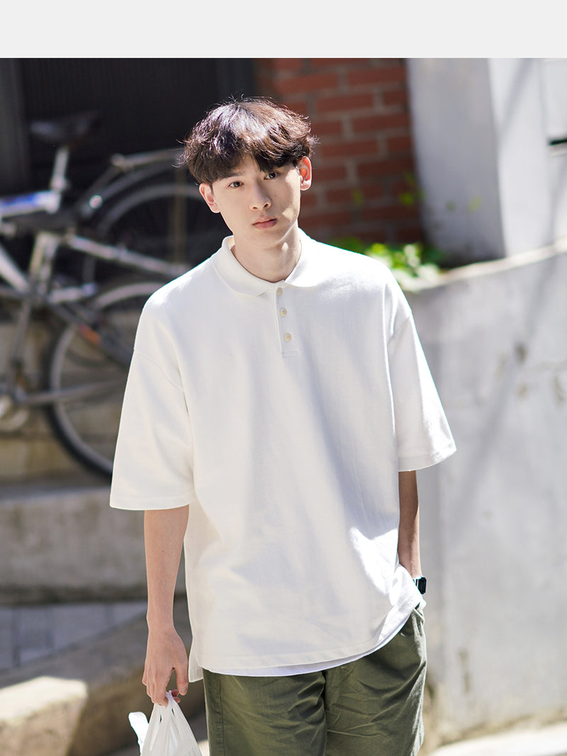 JEMUT (ジェモッ)  Loosefit collar T-shirts IVORY JKST2066
