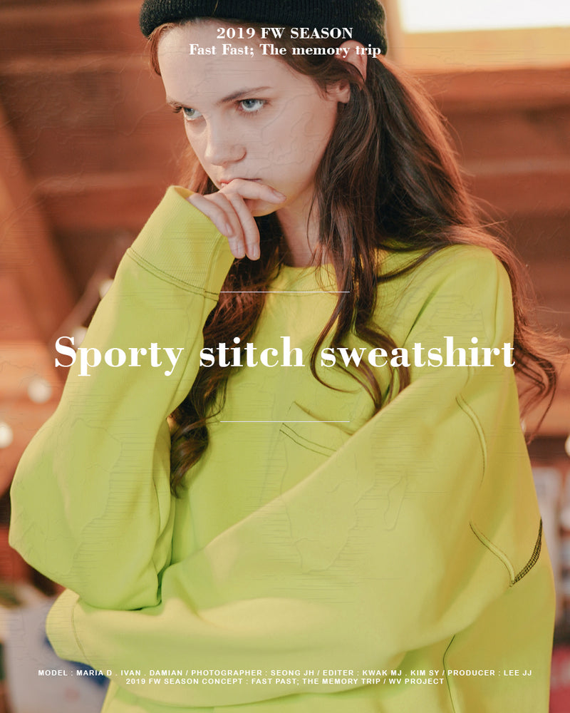 ダブルユーブイプロジェクト(WV PROJECT) SPORTY STITCH SWEATSHIR LIME JSMT7319