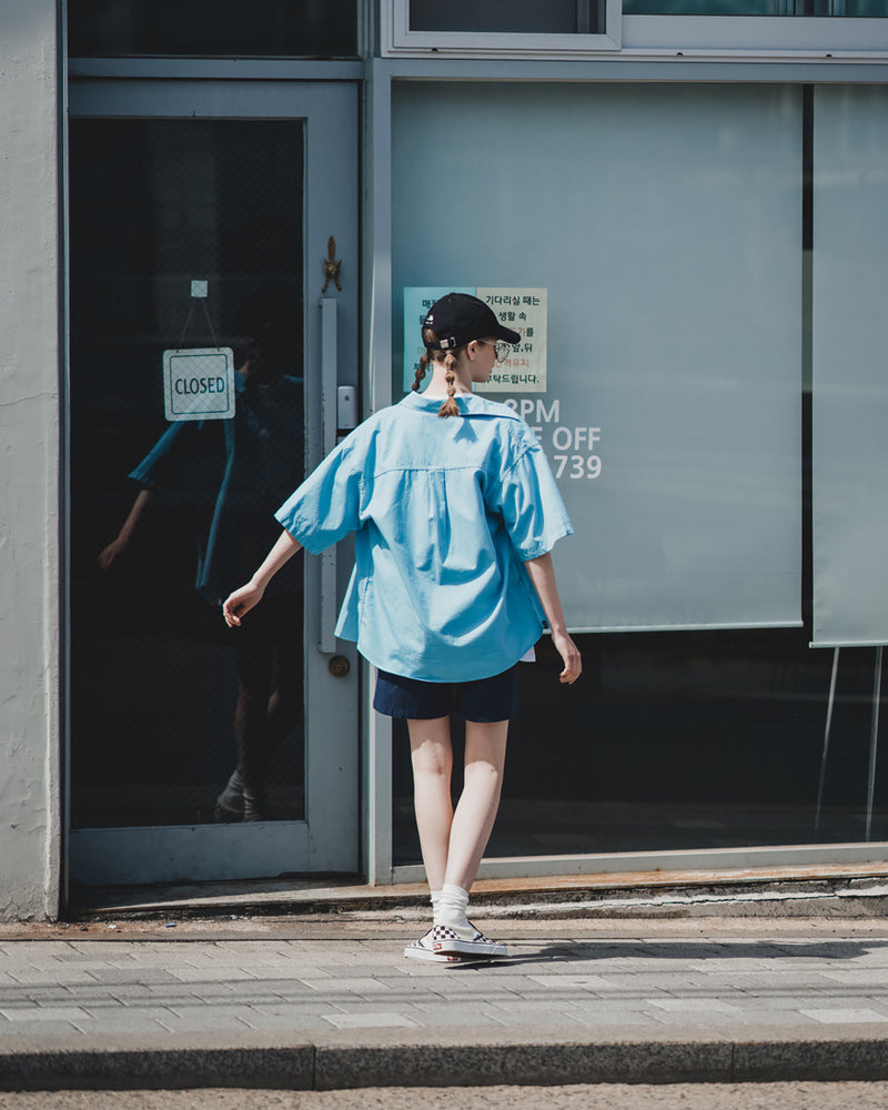 ダブルユーブイプロジェクト(WV PROJECT) City Summer Short-sleeved Shirt Blue KMSS7493