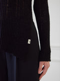 TMO BY 13MONTH（ティーエムオーバイサーティンマンス）MESH SIDE SLIT KNIT TOP (BLACK)