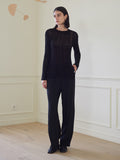 TMO BY 13MONTH（ティーエムオーバイサーティンマンス）MESH SIDE SLIT KNIT TOP (BLACK)