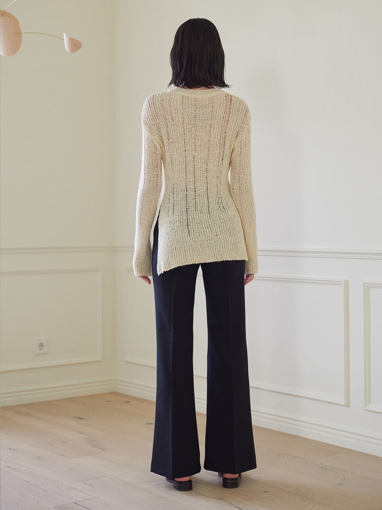 TMO BY 13MONTH（ティーエムオーバイサーティンマンス）MESH SIDE SLIT KNIT TOP (IVORY)