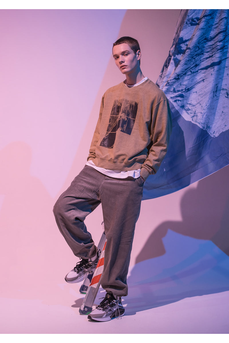 メスノウン(MASSNOUN) SL LOGO PIGMENT OVERFIT SWEATSHIRT MFNCR002-BG