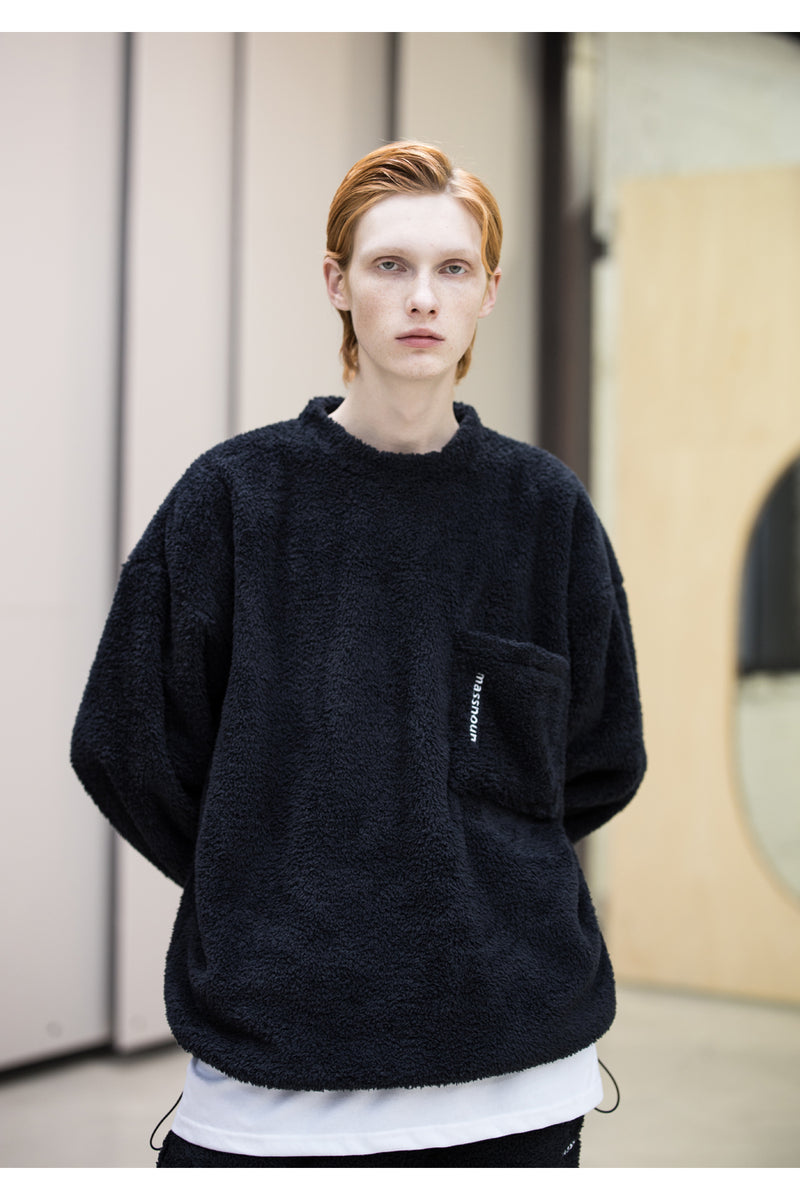 メスノウン(MASSNOUN) SL LOGO POCKET DOUBLE SOFT WOOL MFNCR004-BK