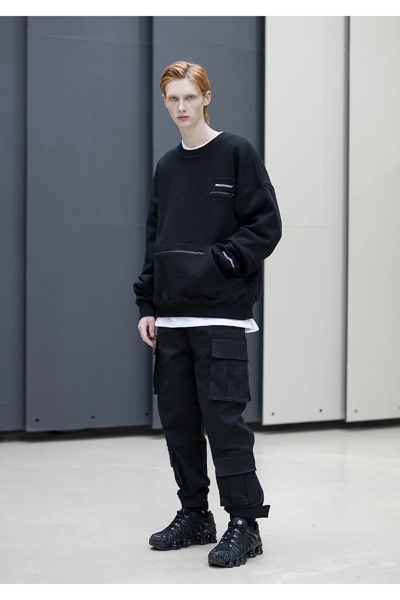 メスノウン(MASSNOUN) SL LOGO MELT DOWN ZIPPER CREWNECK MFNCR005-BK