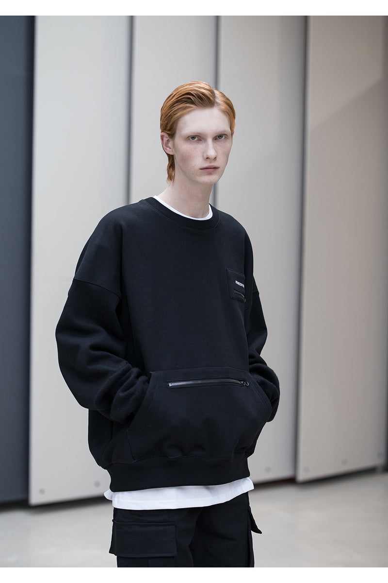 メスノウン(MASSNOUN) SL LOGO MELT DOWN ZIPPER CREWNECK MFNCR005-BK