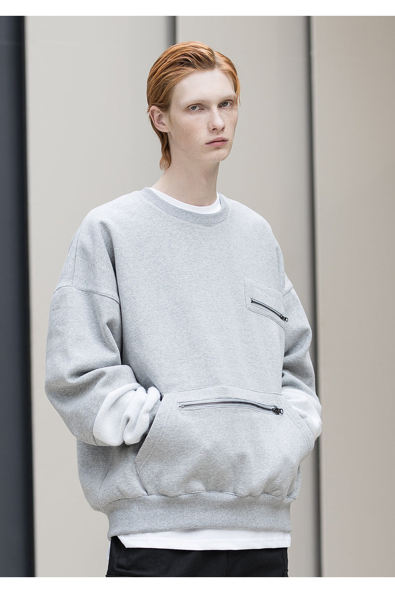 メスノウン(MASSNOUN) SL LOGO MELT DOWN ZIPPER CREWNECK MFNCR005-GY