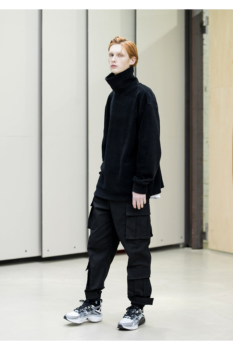メスノウン(MASSNOUN) MSNU SEMI OVER FLEECE LONG TURTLE NECK MFNCR006-BK