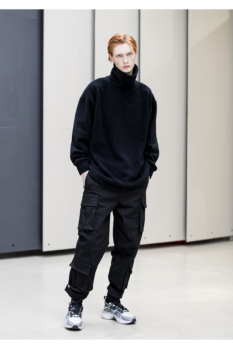 メスノウン(MASSNOUN) MSNU SEMI OVER FLEECE LONG TURTLE NECK MFNCR006-BK
