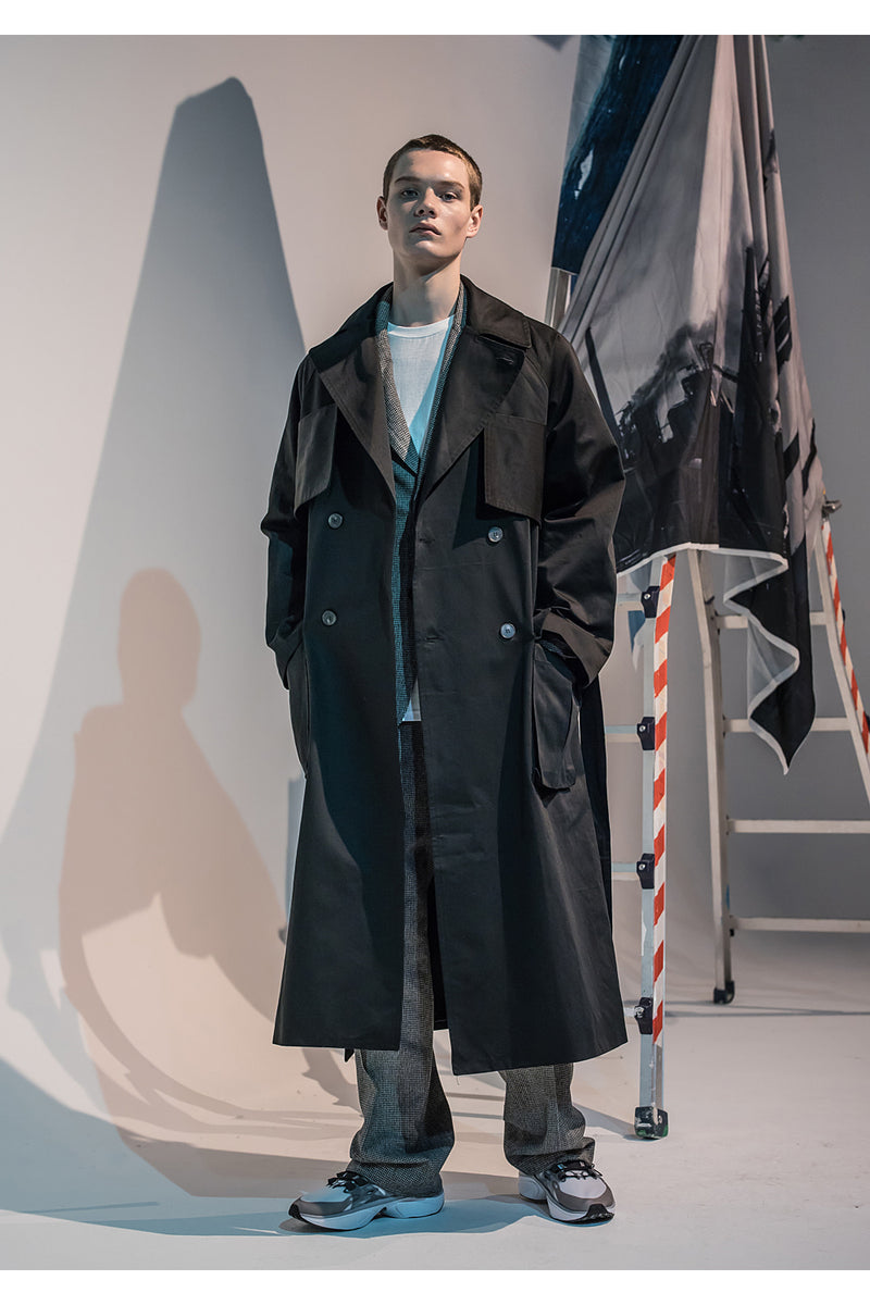 メスノウン(MASSNOUN)  CARGO POCKET OVERSIZED MAXICOAT MFNCT002-BK