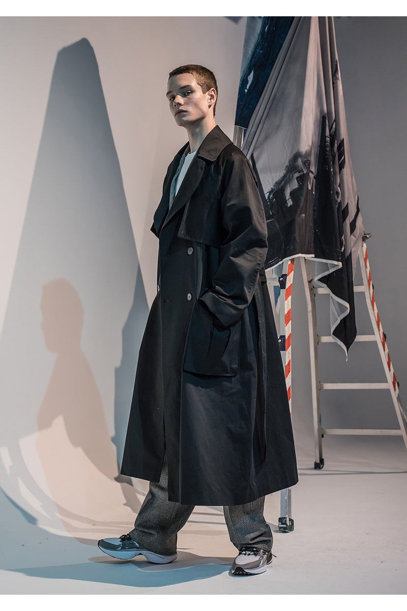 メスノウン(MASSNOUN)  CARGO POCKET OVERSIZED MAXICOAT MFNCT002-BK