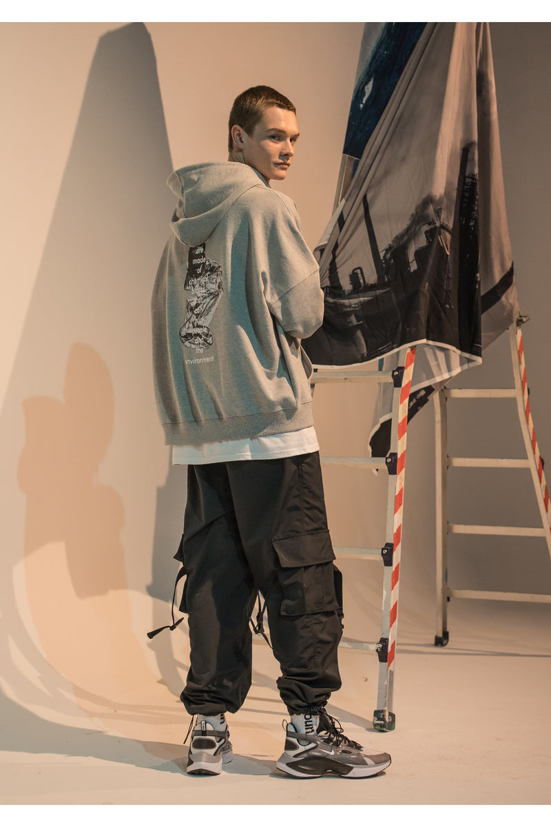 メスノウン(MASSNOUN)  PLASTIC OVERSIZED HOODIE MFNHD001-GY