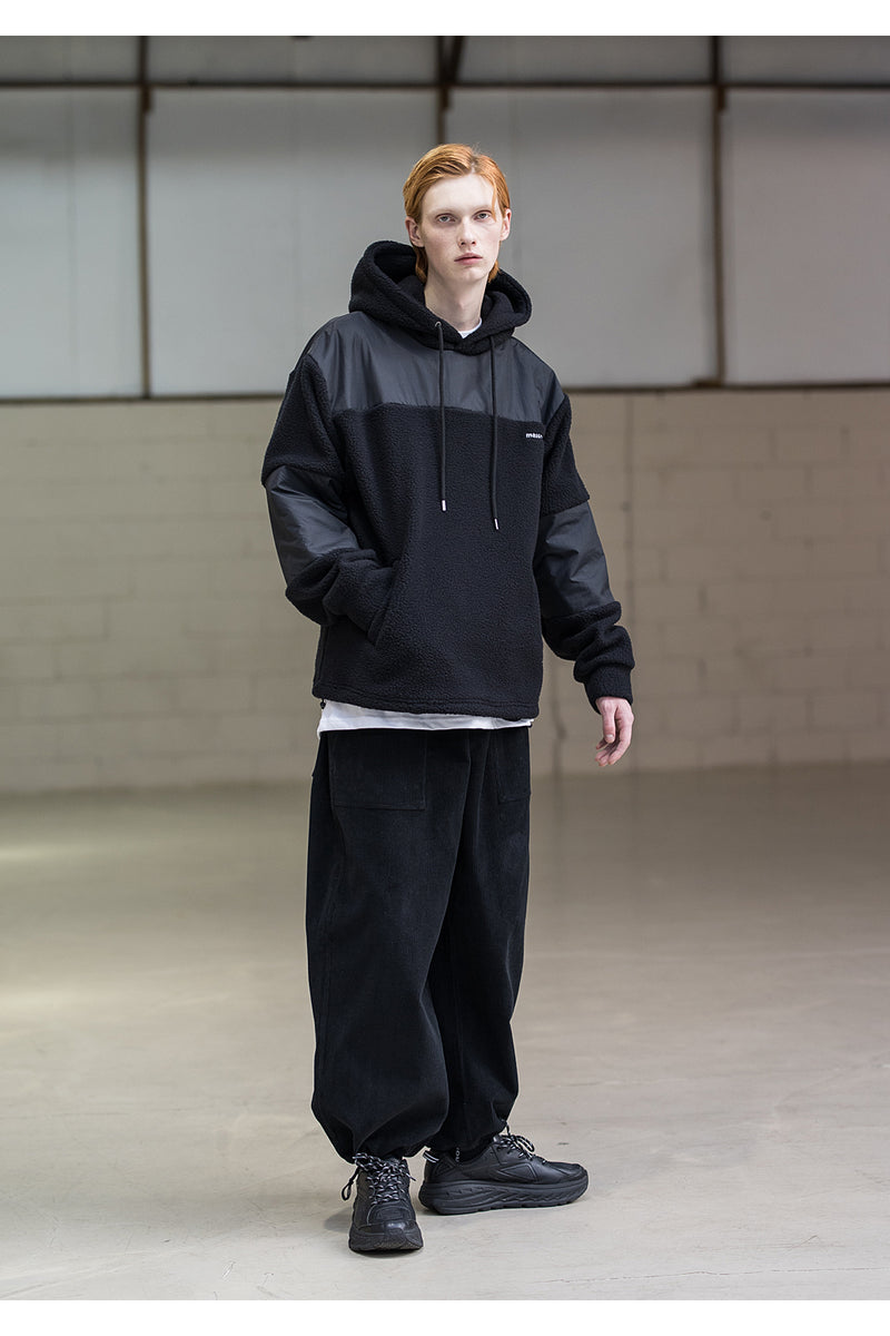 メスノウン(MASSNOUN) SL LOGO SECTION HEAVY FLEECE HOODIE MFNHD004-BK