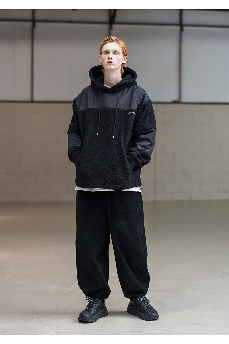 メスノウン(MASSNOUN) SL LOGO SECTION HEAVY FLEECE HOODIE MFNHD004-BK