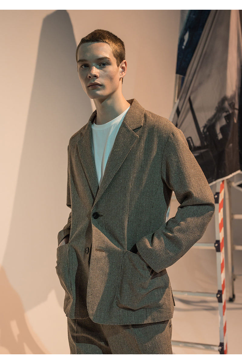 メスノウン(MASSNOUN)  TWO BUTTON CHECK JACKET MFNJK002-BG