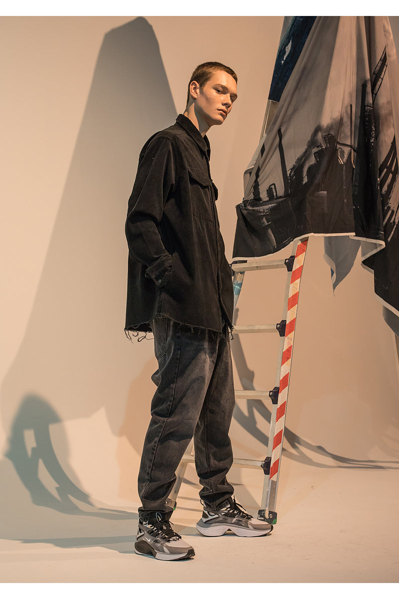 メスノウン(MASSNOUN) STN WASHING TAPERED DENIM PANTS MFNJP002-BK