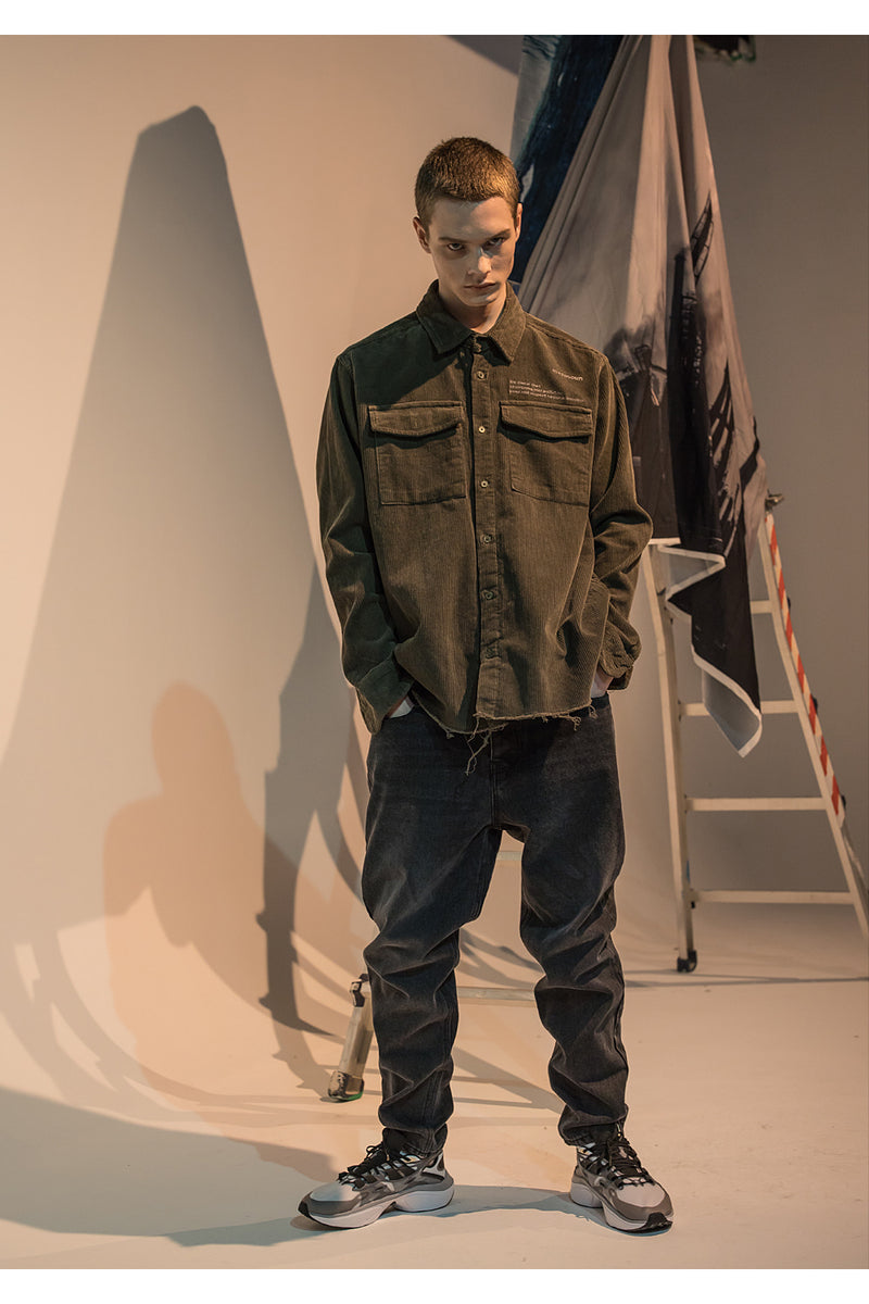 メスノウン(MASSNOUN) SL LOGO OBJECT CORDUROY POCKET SHIRTS MFNST001-KK