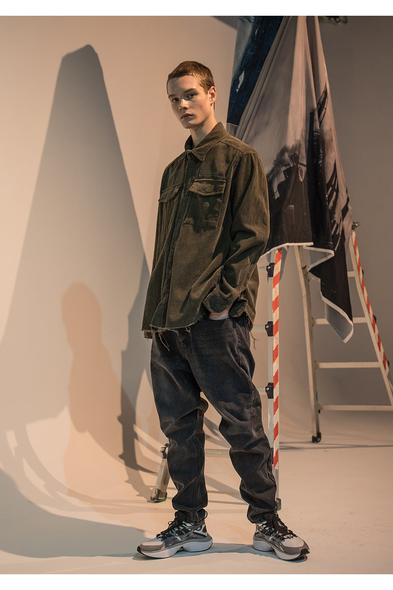 メスノウン(MASSNOUN) SL LOGO OBJECT CORDUROY POCKET SHIRTS MFNST001-KK