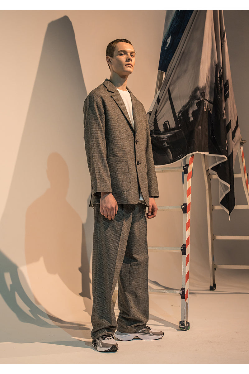 メスノウン(MASSNOUN)CHECK POCKET WIDE STRING SLACKS MFNTT001-DG