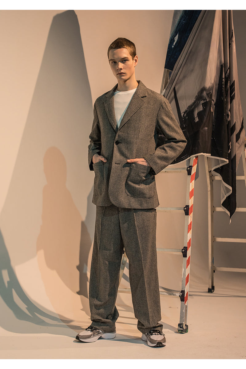 メスノウン(MASSNOUN)CHECK POCKET WIDE STRING SLACKS MFNTT001-DG