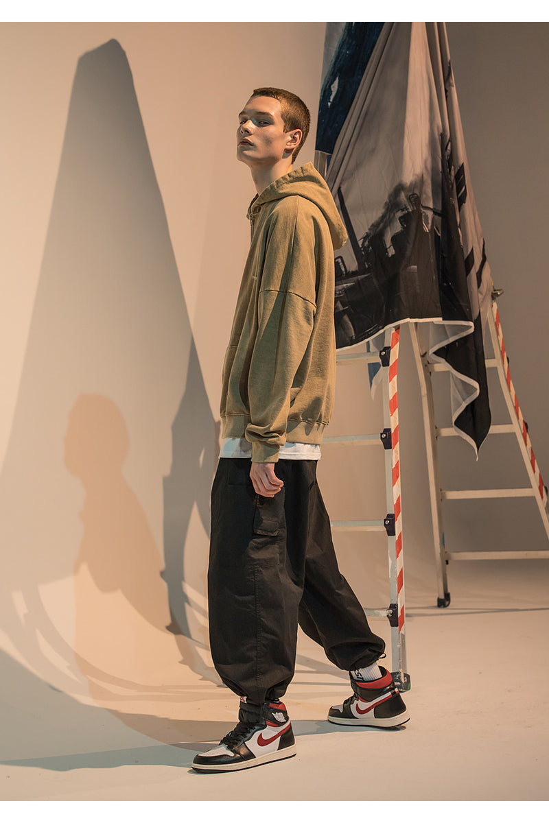 メスノウン(MASSNOUN)  SL LOGO PIGMENT OVER-FIT HOOD ZIP-UP MFNZP001-BG