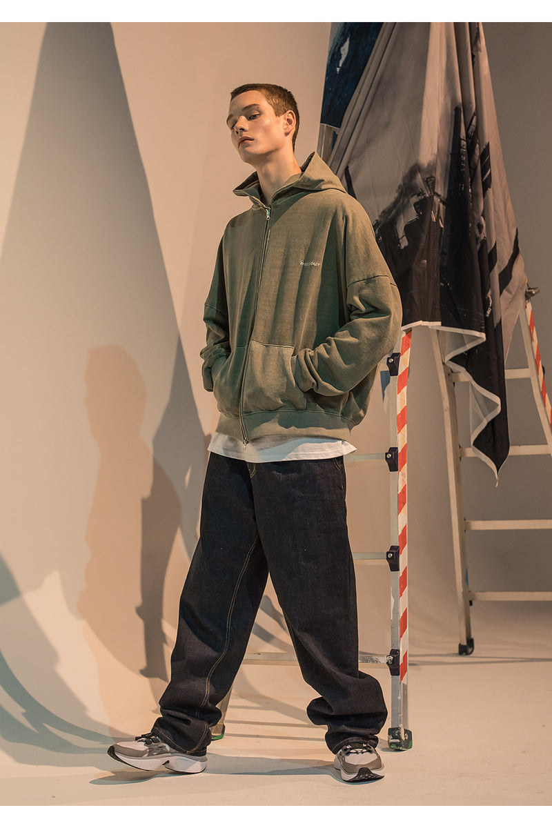 メスノウン(MASSNOUN)  SL LOGO PIGMENT OVER-FIT HOOD ZIP-UP MFNZP001-KK