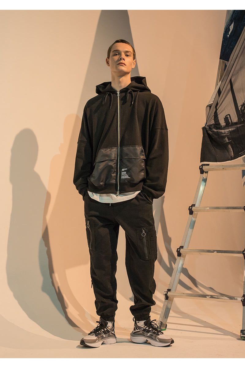 メスノウン(MASSNOUN) SL LOGO OBJECT MULTI POCKET HOOD ZIP-UP MFNZP002-BK