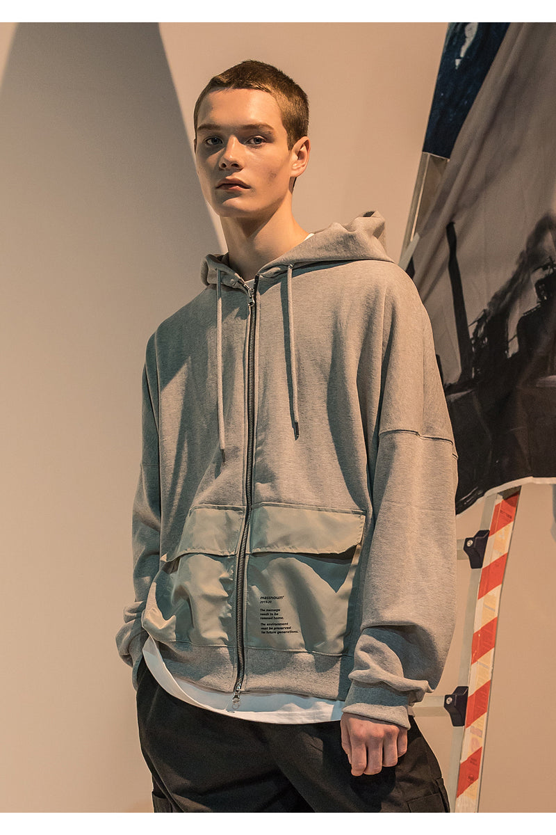 メスノウン(MASSNOUN) SL LOGO OBJECT MULTI POCKET HOOD ZIP-UP MFNZP002-GY