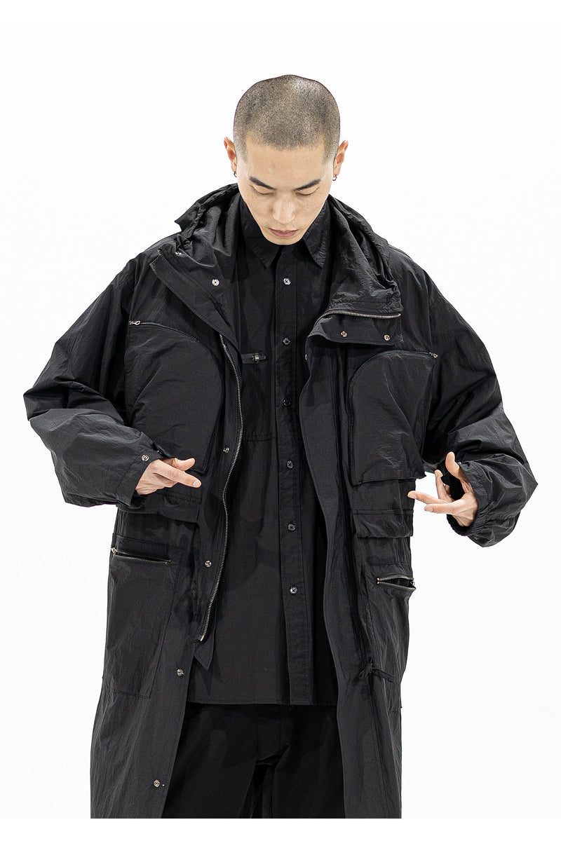 マスノウン(MASSNOUN) MULTI POCKET HOODY FISHTAIL COAT MFZCT001-BK