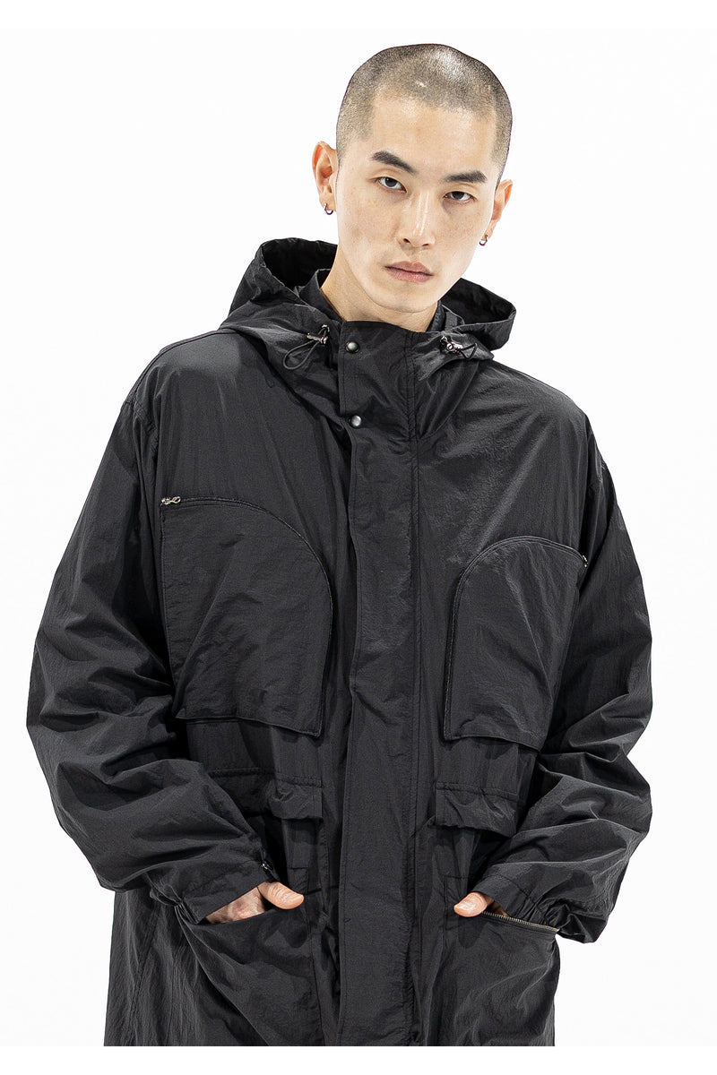 マスノウン(MASSNOUN) MULTI POCKET HOODY FISHTAIL COAT MFZCT001-BK