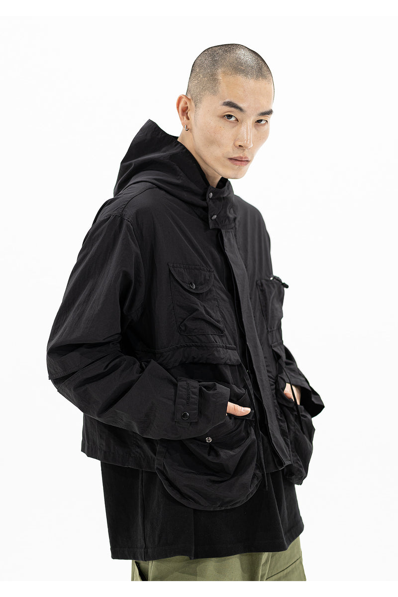 マスノウン(MASSNOUN) MULTI POCKET HOODY JACKET MFZJK001-BK