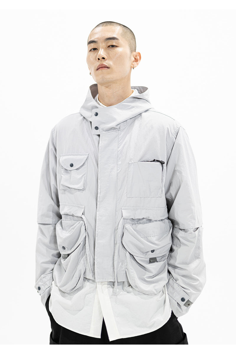 マスノウン(MASSNOUN) MULTI POCKET HOODY JACKET MFZJK001-GY