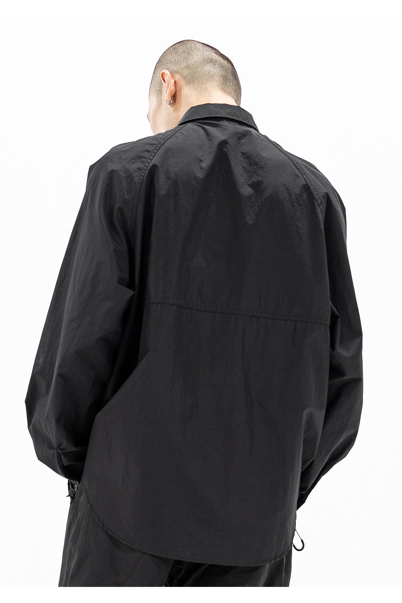 マスノウン(MASSNOUN) ZIPPER POCKET OVERSIZED SHIRTS MFZST001-BK