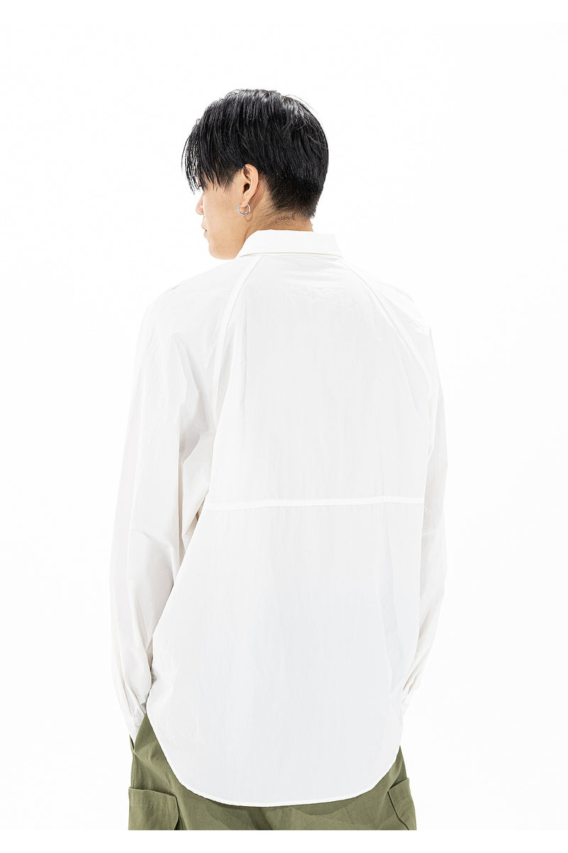 マスノウン(MASSNOUN) ZIPPER POCKET OVERSIZED SHIRTS MFZST001-WT