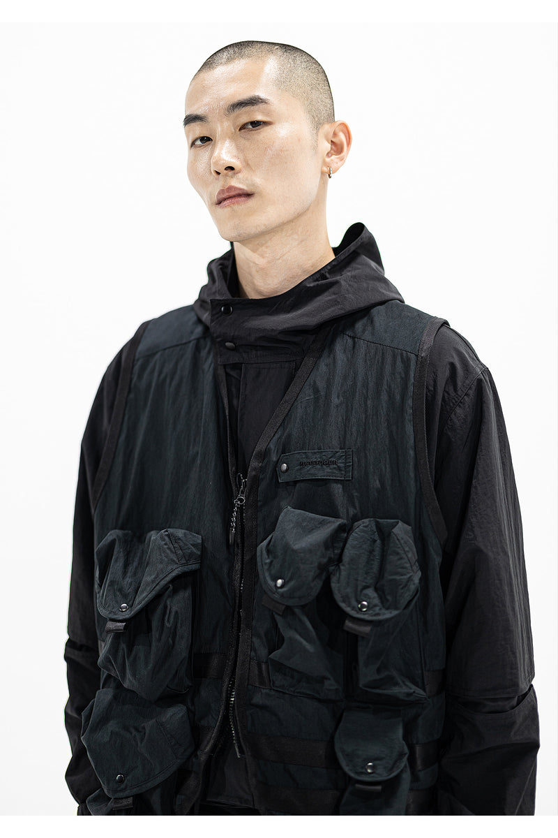 マスノウン(MASSNOUN) MOSAIC POCKET VEST MFZVT001-BK