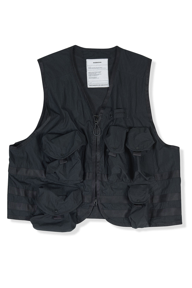マスノウン(MASSNOUN) MOSAIC POCKET VEST MFZVT001-BK