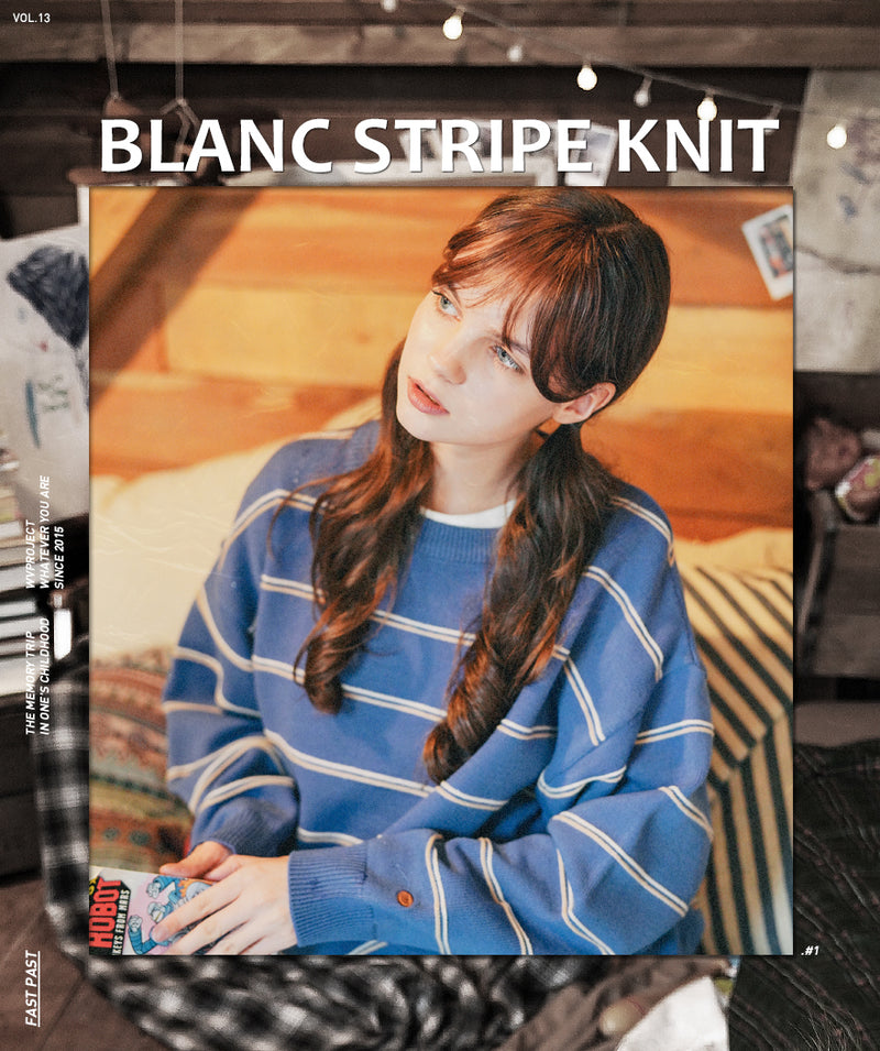 ダブルユーブイプロジェクト(WV PROJECT)BLANC STRIPE KNIT BLUE MJKN7310