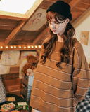 ダブルユーブイプロジェクト(WV PROJECT)BLANC STRIPE KNIT CAMEL MJKN7310