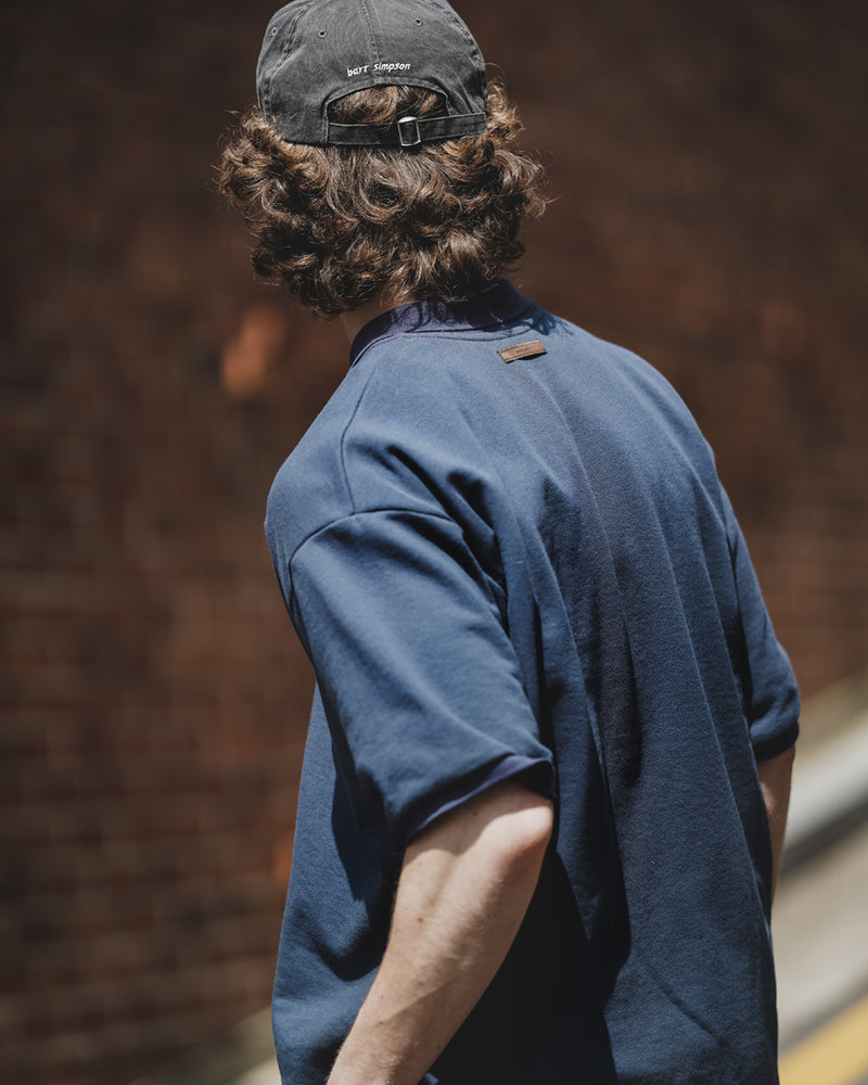 ダブルユーブイプロジェクト(WV PROJECT) Mini Collar Short-Sleeved T-shirt Navy MJST7497