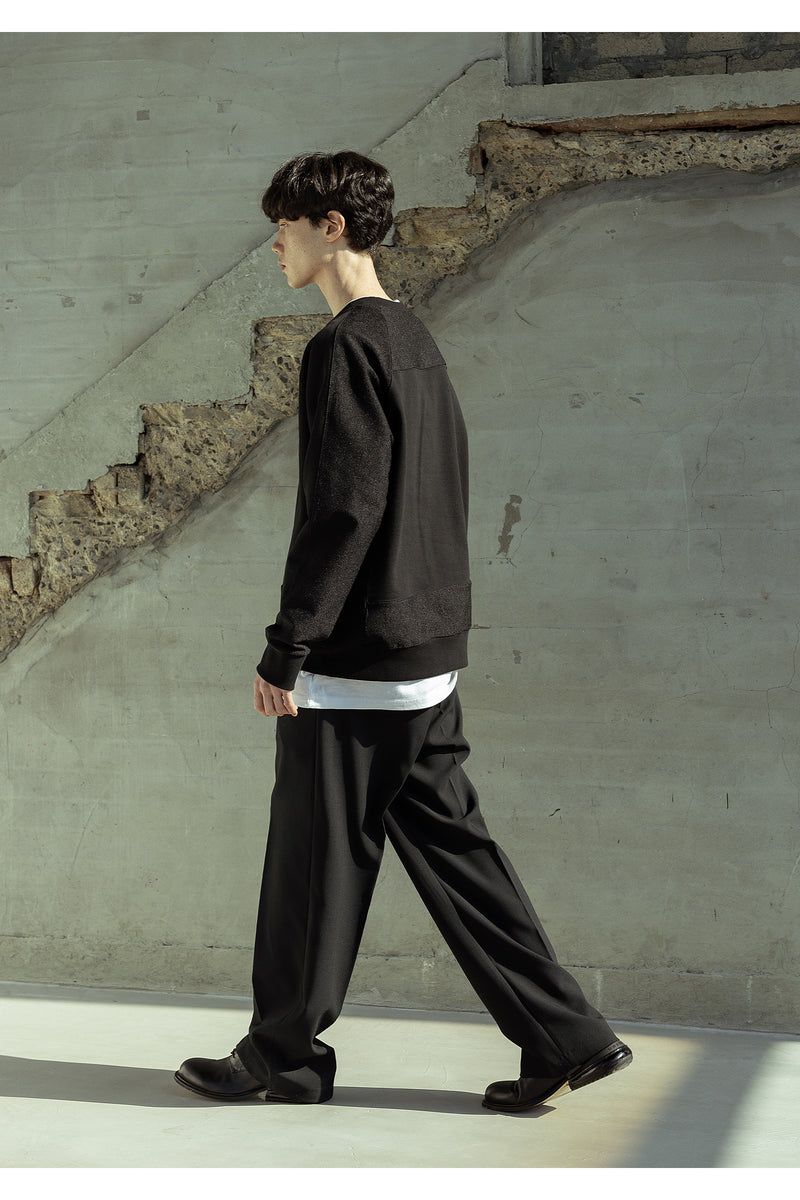 マスノウン(MASSNOUN)  RESTRUCKTURE REVERSIBLE CREWNECK MSOCR003-BK