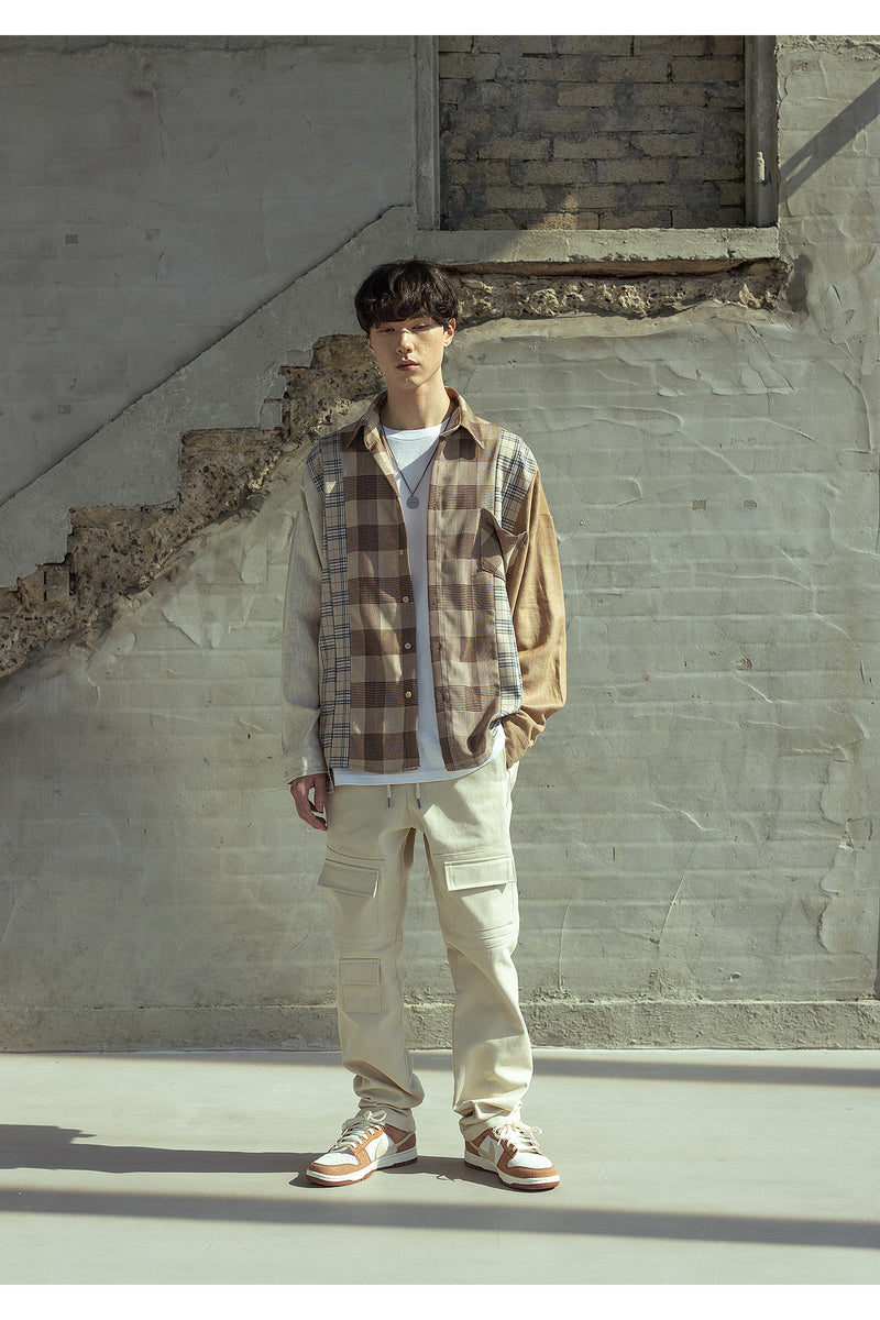 マスノウン(MASSNOUN)  MULTI CHECK OVERSIZED SHIRTS MSOST003-BG