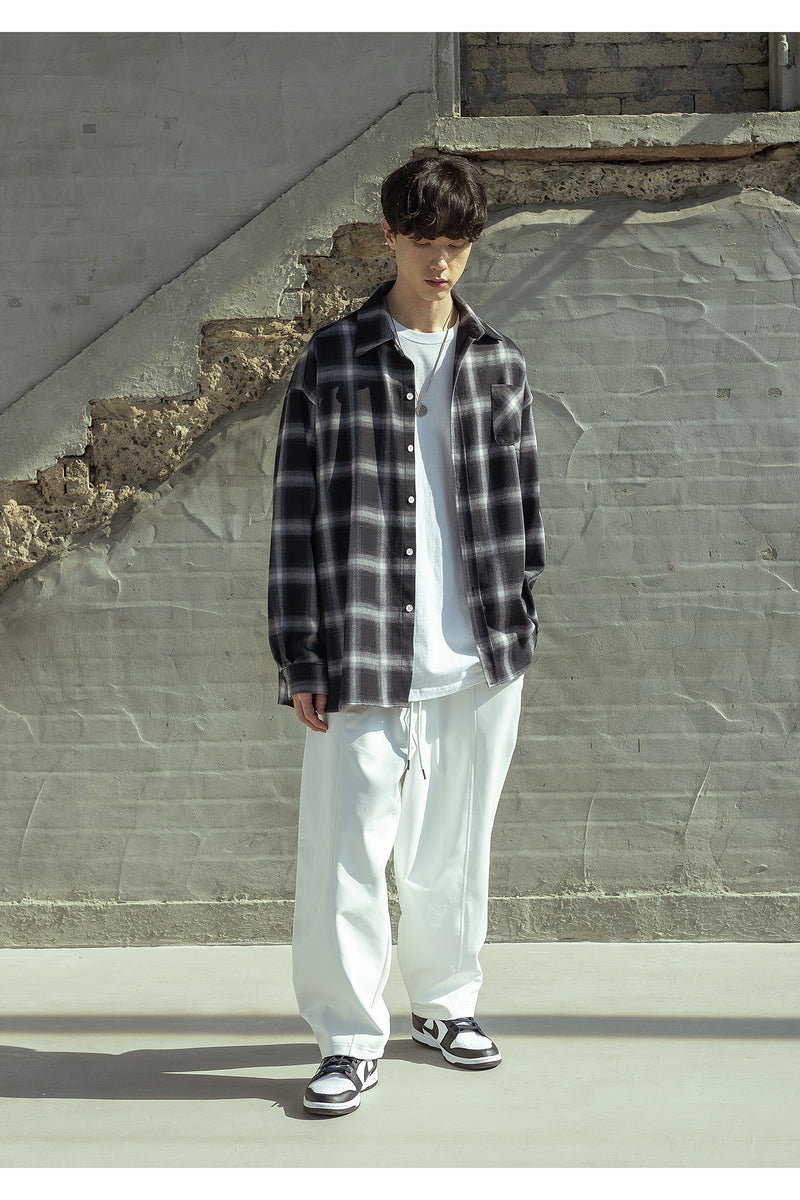 マスノウン(MASSNOUN)  OVERFIT CHECK SHIRTS MSOST004-BK