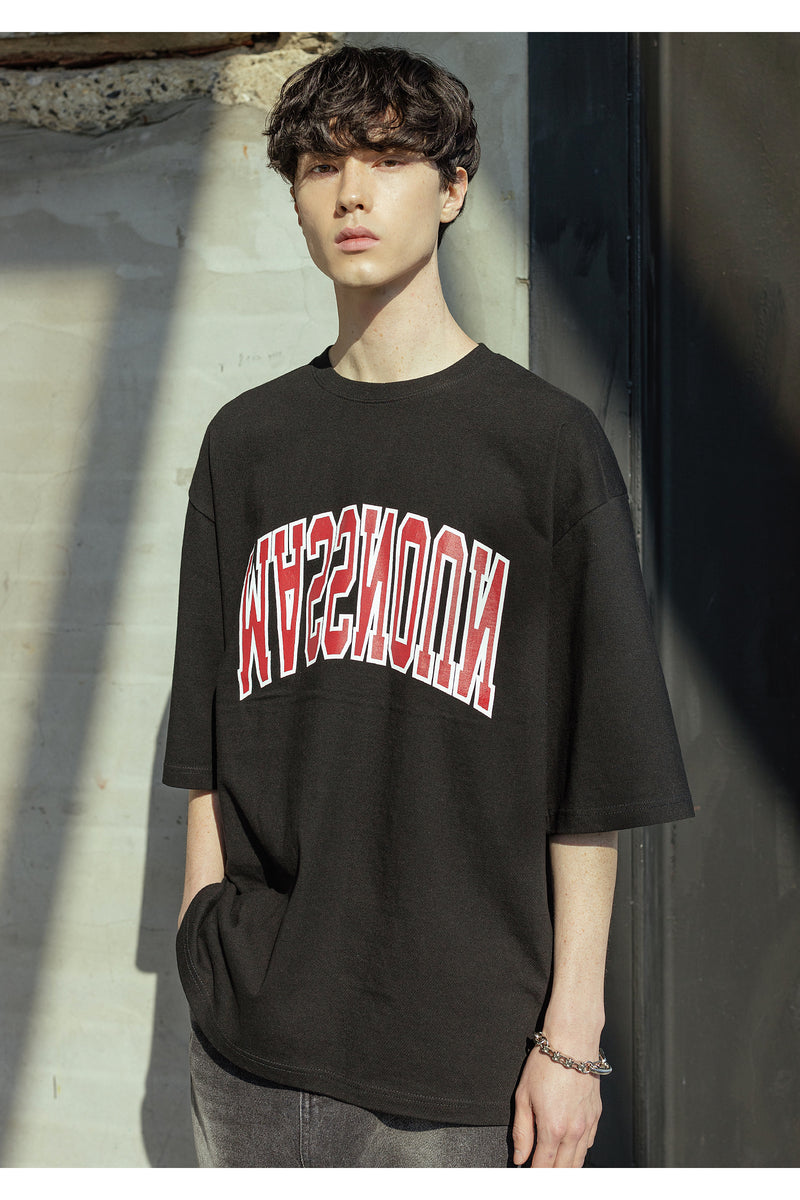 マスノウン(MASSNOUN)  ARCH LOGO OVERSIZED T-SHIRTS MSOTS003-BK