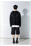 マスノウン(MASSNOUN)  CHECKERBOARD MESHED ZIP-UP KNIT MSTNT002-BK